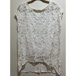 Apt 9 Sleeveless Lace Cream Colored Blouse ~ Size  Large